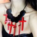 Multi-Cross Red Dangle Necklace 