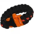 Paracord Survival Rescue Bracelet with Whistle Buckle (Black with Orange Line)