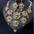 Rhinestone Skull Necklace & Earrings Set in Gold