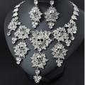 Rhinestone Skull Necklace & Earrings Set