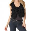 Romeo and Juliet Couture Ruffle Studded Vest In Black