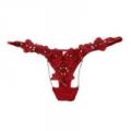 Sexy Red Lace Crystal Thong