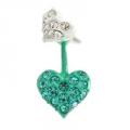 Teal Rhinestone Double Heart Stud Earrings