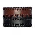 Wide Leather Black & Brown Bracelet