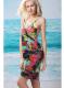 Tropical Leaf Open Back Cover up Beach Dress