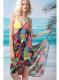 Tropical Leaf Open Back Cover up Beach Dress 3