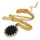 Black Geometric Sunburst Gold-tone Necklace 1