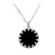 Black Geometric Sunburst Silver-tone Necklace