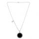 Black Geometric Sunburst Silver-tone Necklace 1