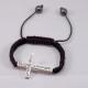 Black Woven Clear Cross Cord Friendship Bracelet