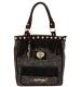 Ed Hardy Women's Finly Fringe Black Cotton/Leather Tote