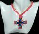 Blue Pink Braided Cross Necklace 1