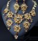 Rhinestone Skull Necklace & Earrings Set in Gold